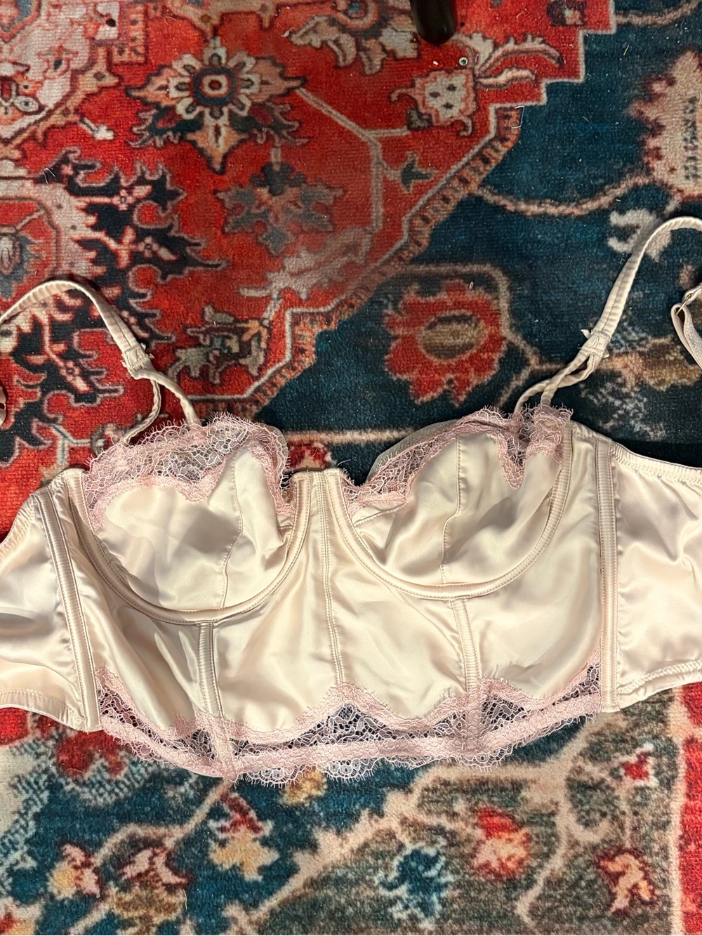 Victoria's Secret Light Pink Satin Longline Bustier Bra